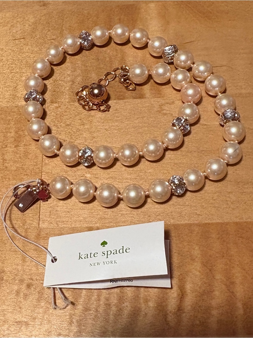 Kate Spade New York “Lady Marmalade” Pearl Blush Rhinestone Necklace NWT